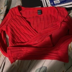 red crop top. woman.